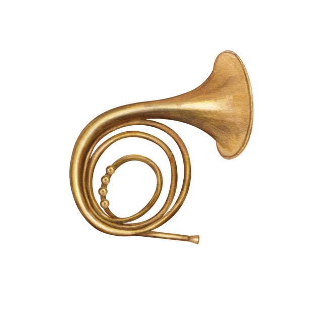 istock Largest brass tuba musical instrument watercolor illustration isolated on white background. Wood wind vintage horn. Classical music element for store poster design, festival decor, concert invitation 2203592706