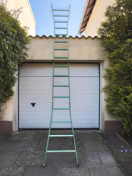 Leaning Ladder in Front of a Garage – Access to the Roof