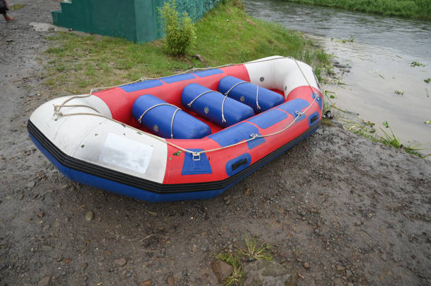 istock Inflatable boat for rafting on the river 2203602444
