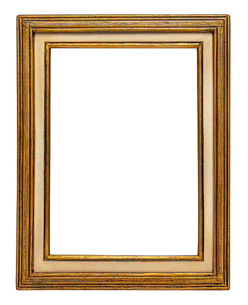 istock Wooden gilded vintage picture frame on white background isolated 2203602504