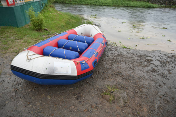 istock Inflatable boat for rafting on the river 2203602518