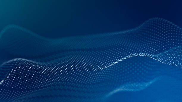 istock Futuristic wave with many dots. Abstract motion background of colored dots. Technology or science. 3d 2203604927