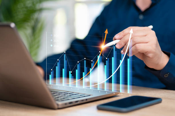 istock Business target 2026, graphs statistics analyze business potential concepts, Businessman development to success motivation, analytics charts company year 2026 Planning, Challenge and business strategy 2203606002