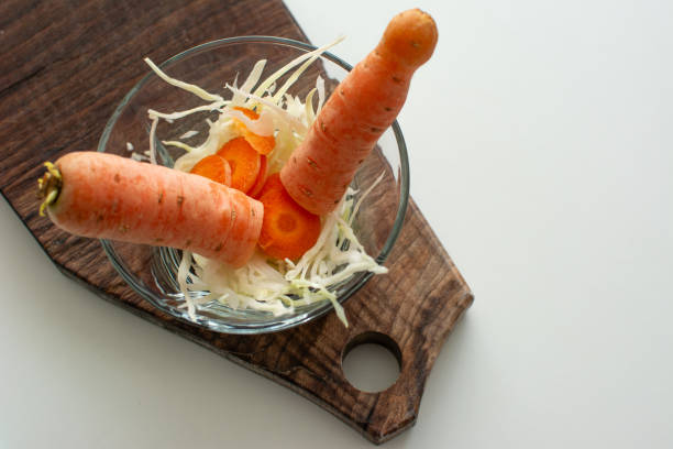 Close up of vegetables on fork