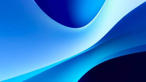 istock Illustration of a blue background with shaped glowing stripes and effects 2203609586