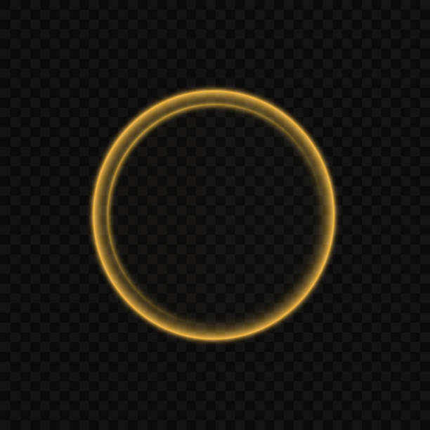 istock Glowing Vector Abstract Circle with Glittering Shiny Design. Bright Gold Metal Decoration with Lens Flare, Flash, and Photographic Effects. Sparks Motion Swirl Pattern on Transparent Background. 2203611285