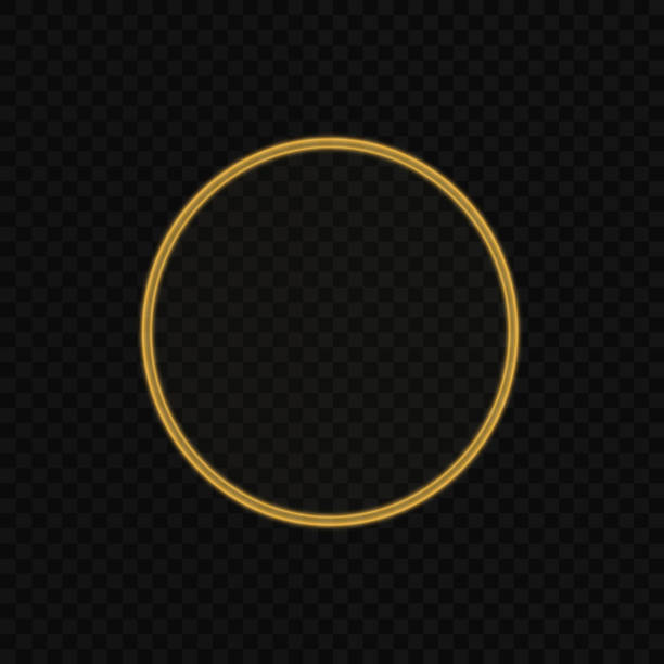 istock Glowing Vector Abstract Circle with Glittering Shiny Design. Bright Gold Metal Decoration with Lens Flare, Flash, and Photographic Effects. Sparks Motion Swirl Pattern on Transparent Background. 2203611299