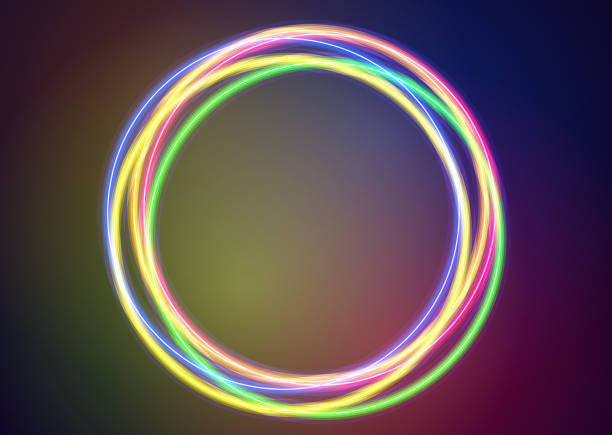 istock Neon color circle. Design template for Greetings Card or Christmas themed invitations. Light Banner. Vector Illustration. 2203613485