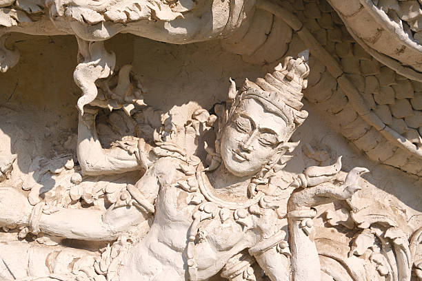 Traditional Thai stucco art at a temple in Thailand.