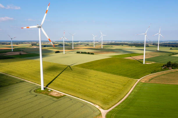 istock Aerial view of a wind farm 2203616046