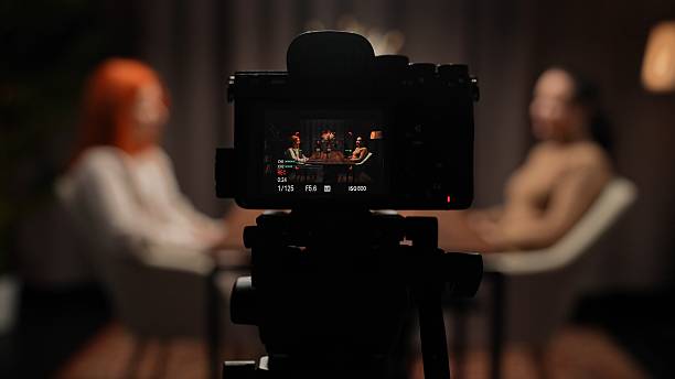 istock Two Influencers of women being interviewed in a loft-style podcast studio 2203617246