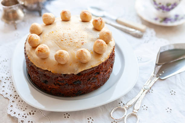 istock Homemade Simnel Cake traditional English Easter marzipan cake. 2203621303