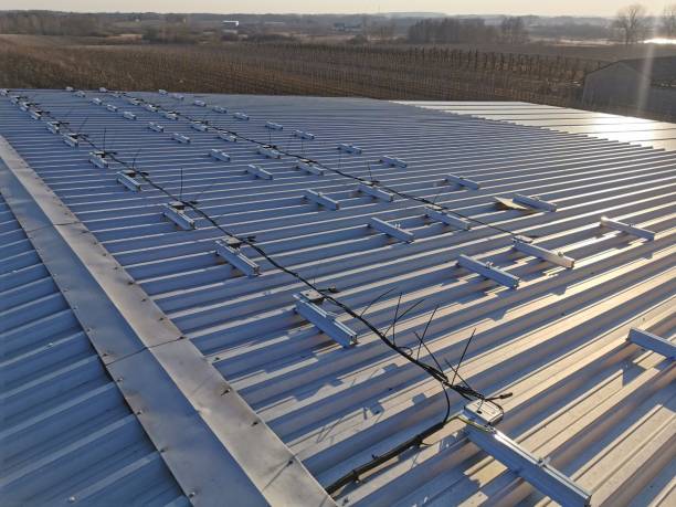 istock The roof has a structure installed for solar panels 2203625148