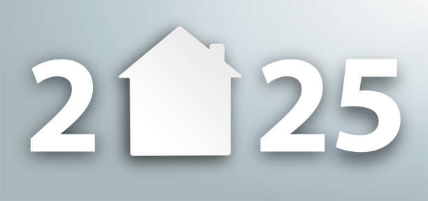 istock White paper house with the date 2025 on the grey background.  Eps 10 vector file. 2203625204