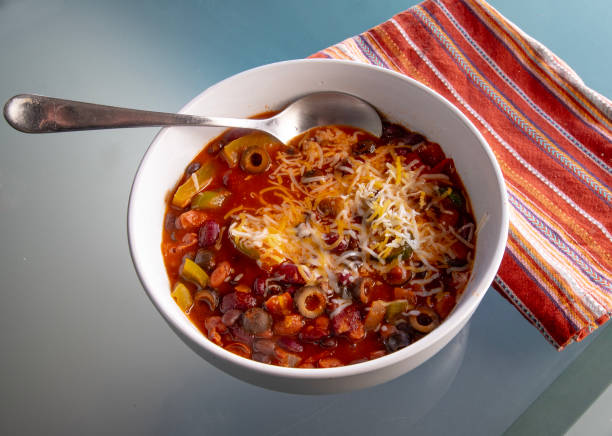 istock Vegetarian Chili Top view 2203634116