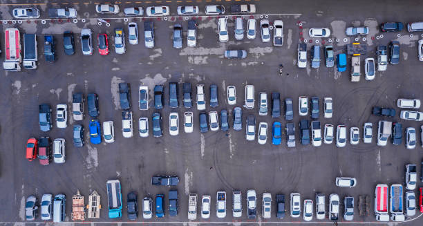 istock Top view  Parking lot and car 2203634465