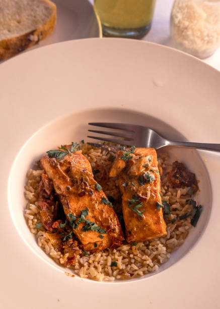 istock Top view of grilled salmon dish 2203634579