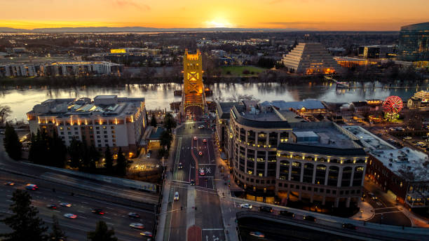 Landmark Tower Bridge Over Sacramento River in Sacrmanto, CA