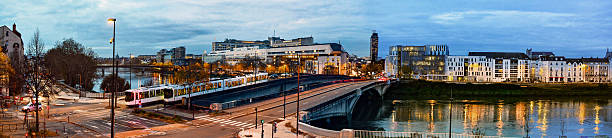 istock Panoramic view of bridge in Nantes by night 2203639590