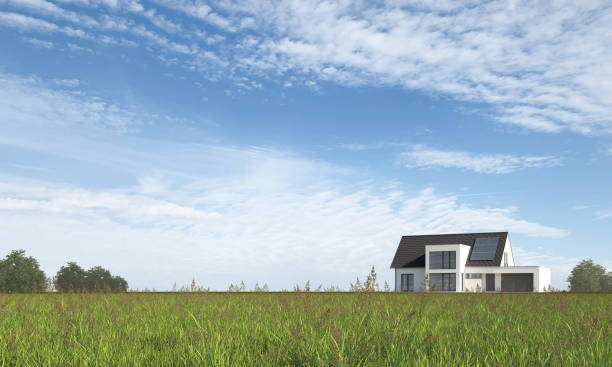 istock Modern house in the distance 2203640430