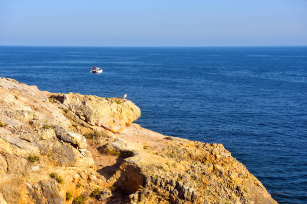 walking path with breathtaking views through the coast from porches to benagil caves lagoa algarve portugal