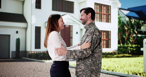 Real Estate Closing: Military Couple Hugs on Happy Veteran Day