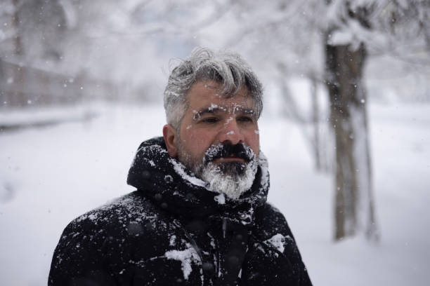 Portrait of a man in winter