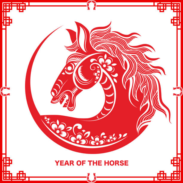 Happy Chinese New Year 2026 The Horse Zodiac Sign With Flower Lantern Happy Chinese New Year 2026 The Horse Zodiac Sign With Flower Lantern Asian Elements Red 