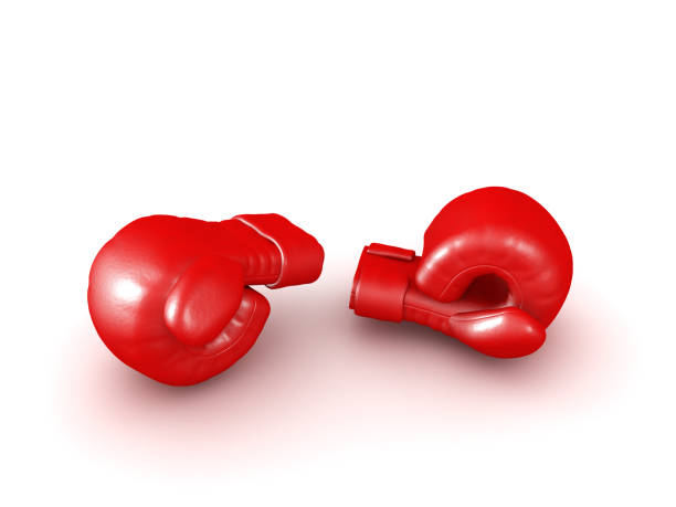 istock 3D Rendering of two red boxing gloves on the floor 2203673591