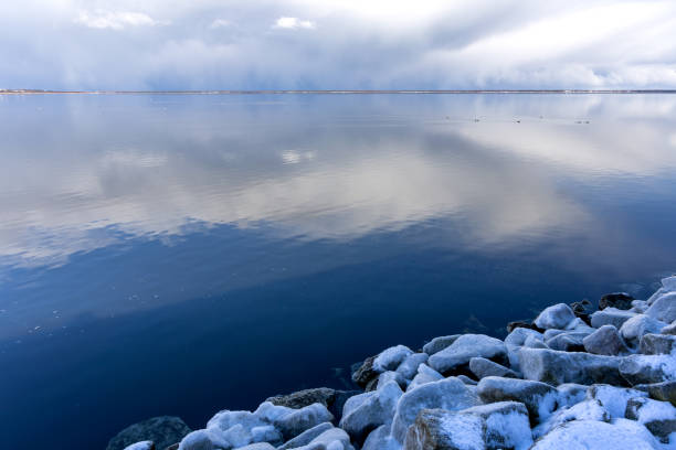 The Gulf of Finland winter snowy white landscape