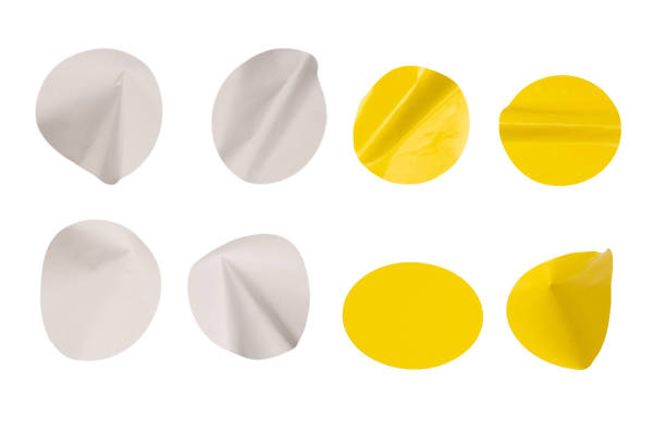 istock Round white stickers, blank tags labels isolated on a white background. 2203681870
