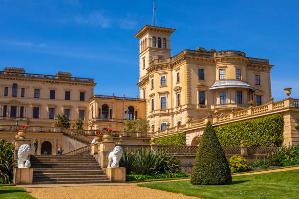 Isle of Wight, UK - May 3rd 2023: The stunning Osborne House - the former residence of Queen Victoria I, located in East Cowes on the Isle of Wight, UK.