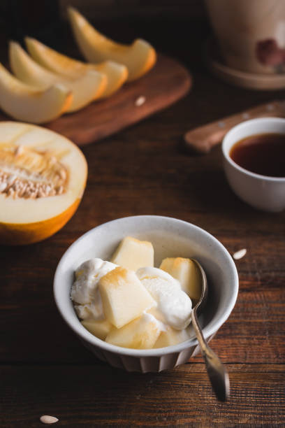 istock Dessert of Ice Cream with Honeydew Melon 2203687204
