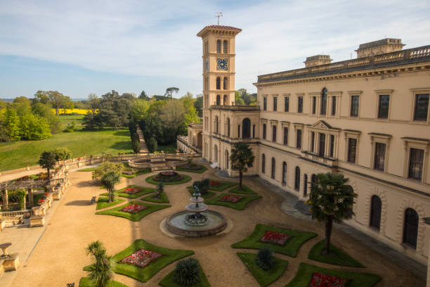 Isle of Wight, UK - May 3rd 2023: The stunning Osborne House - the former residence of Queen Victoria I, located in East Cowes on the Isle of Wight, UK.
