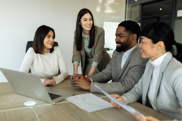 istock Colleagues having business meeting at the office 2203691771