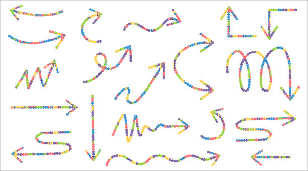 istock Collection of colorful flower arrows. Hand drawn flowers. Direction indicators. Spring-summer mood. Vector. 2203692717