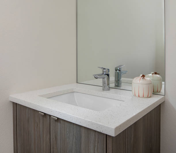 istock A modern bathroom sink in new home construction 2203709036