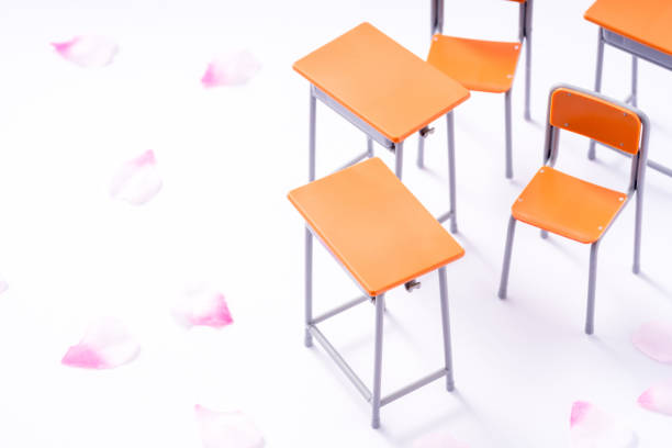 Girl student looking back on classroom at school