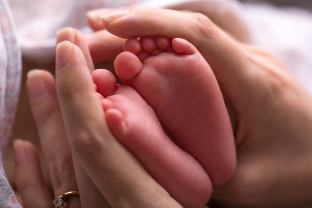 istock Newborn baby feet close up 2203722452