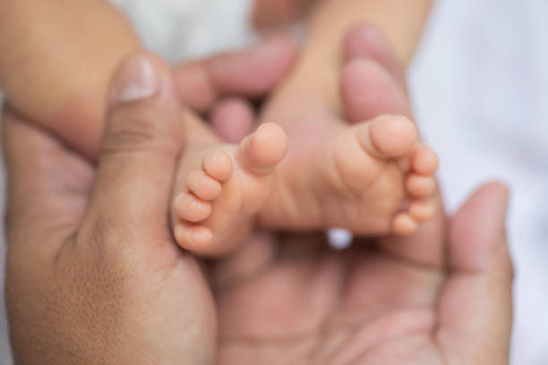Newborn baby feet close up