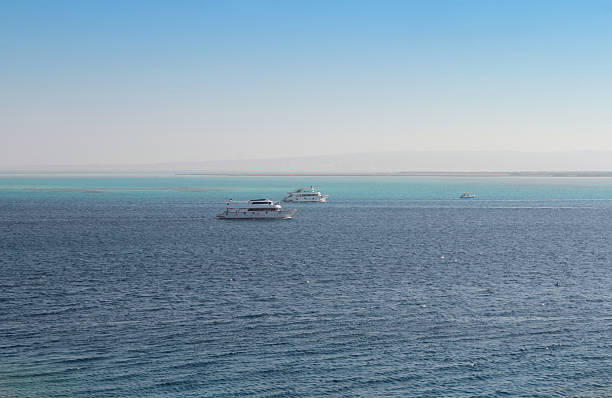 Red sea seascape with yachts on a sunny day in Hurghada, Egypt