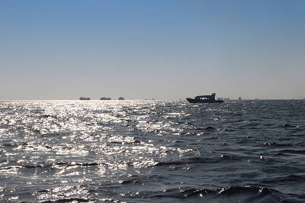 Red sea seascape with yachts on a sunny day in Hurghada, Egypt