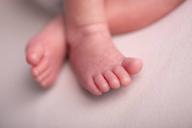 istock Newborn baby feet close up 2203723110