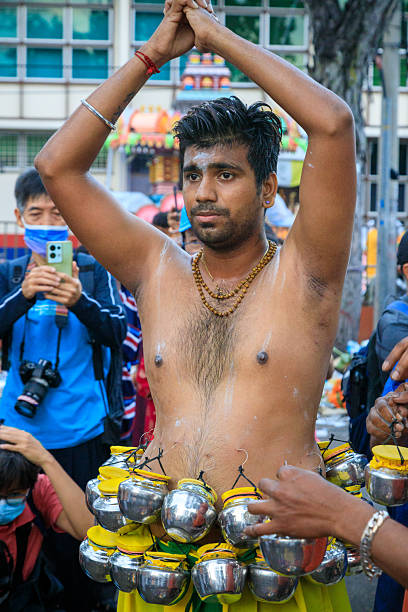 Hindu rituals carry out prayers  the Melasti Ceremony before balinese new year Nyepi - a Balinese \