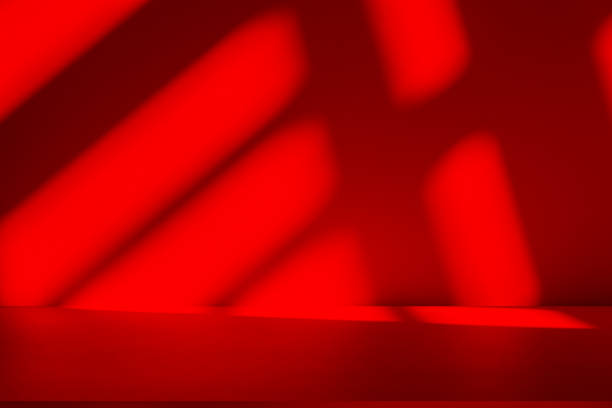 istock Wall interior background, studio and backdrops show products.with shadow from window color red . background for text insertion and presentation product 2203726838