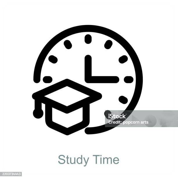 Study Time. Sign Study Time Stock Illustration - Download Image Now - Book, Clock, Desk ...