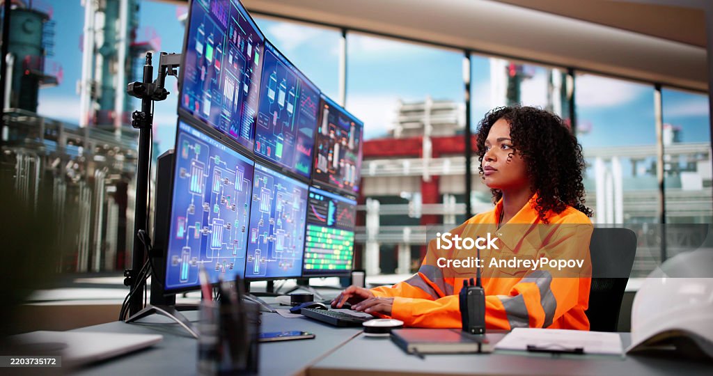 Engineer Operator Using Scada System Stock Photo - Download Image Now ...