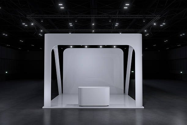 istock Exhibition stand for mockup and Corporate identity,Display design.Empty booth Design.Retail booth elements in Exhibition hall.booth Design trade show.Blank Booth system of Graphic Resources.3d Background for online Event,conference,live.3d render. 2203741660
