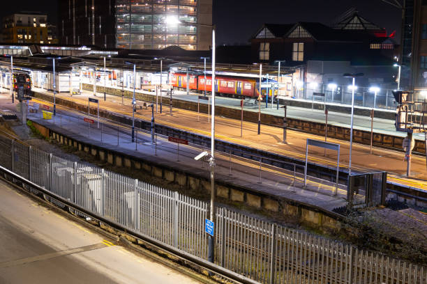 istock Guildford train station at night Surrey England 2203743080