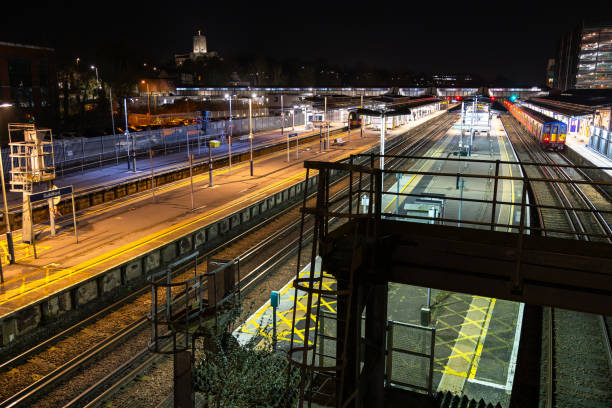 Guildford main train station at night Surrey England Europe